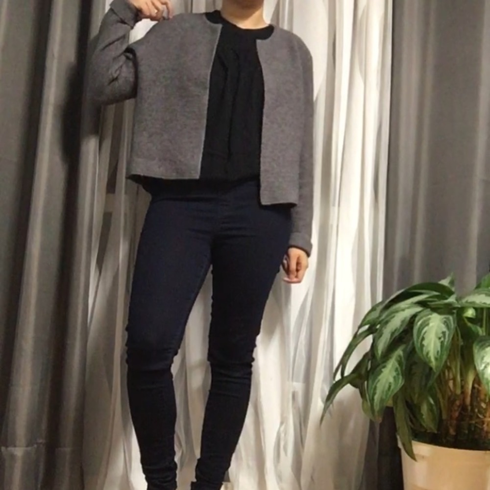 ELLE • Grey Ribbed Open Cardigan Size Large